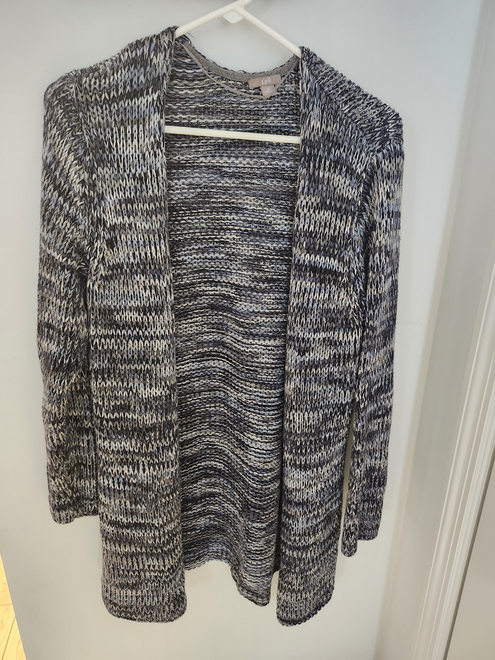 J. Jill Marled Black and White Open Front Knit Cardigan